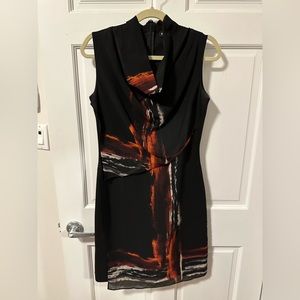 Ronen Chen Silky Cowl Neck Sheath Dress